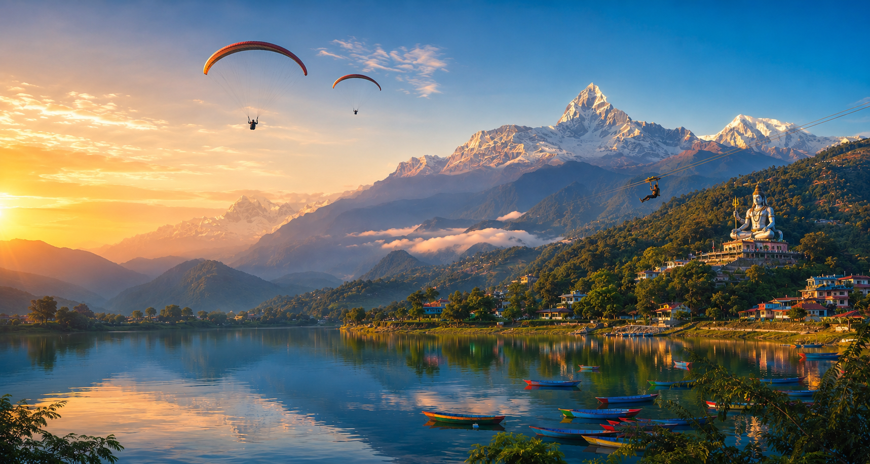 Beautiful Pokhara valley and Himalayan landscape